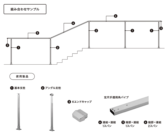 手摺用ステンレス角パイプ(定尺・穴あけ加工済 )｜浅野金属工業