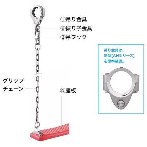 ブランコ吊り席ユニット グリップチェーン仕様 製品カタログ 浅野金属工業株式会社 ブランコ吊り席ユニット グリップチェーン仕様 製品カタログ 浅野金属工業株式会社